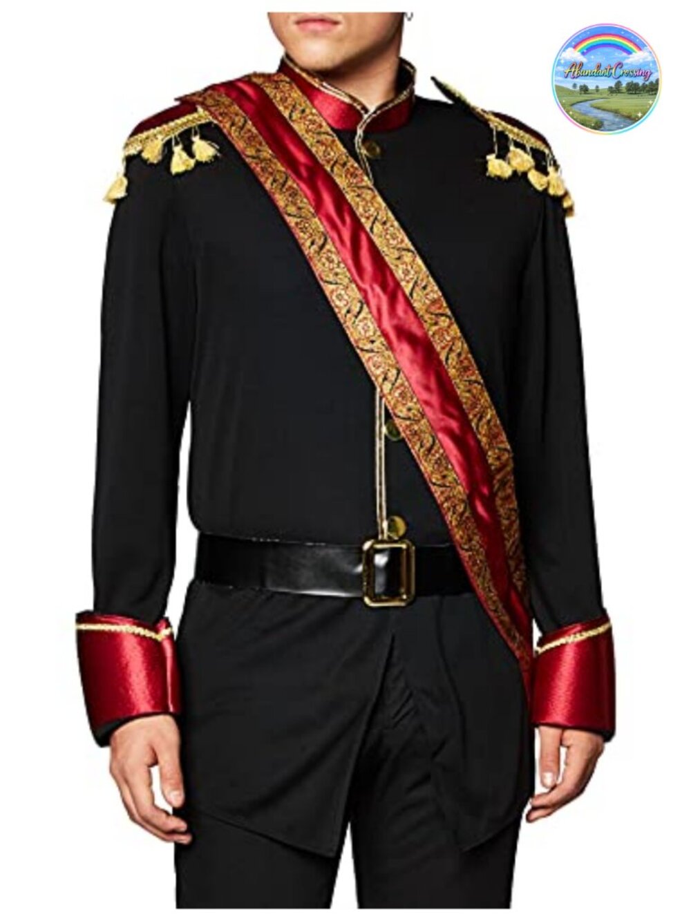Dark Prince Adult Man Halloween Costume Jacket Sash Belt